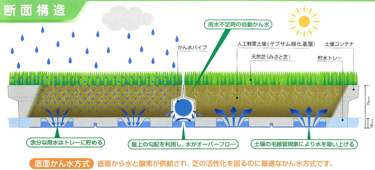 底面かん水ユニット断面図