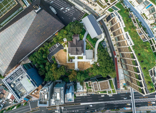 緑が境内を囲い、静穏な神域を守る